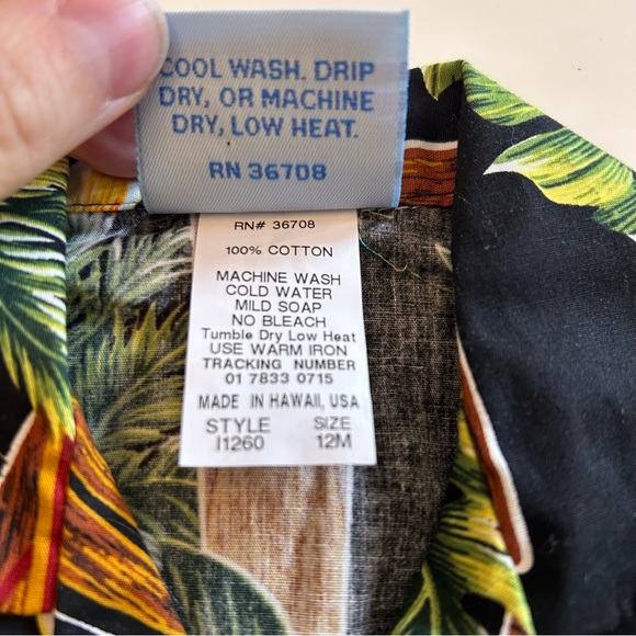 RJC Hawaiian Floral Guitar Surfboard Shirt Short Sleeve Sz 12m - Picture 2 of 3